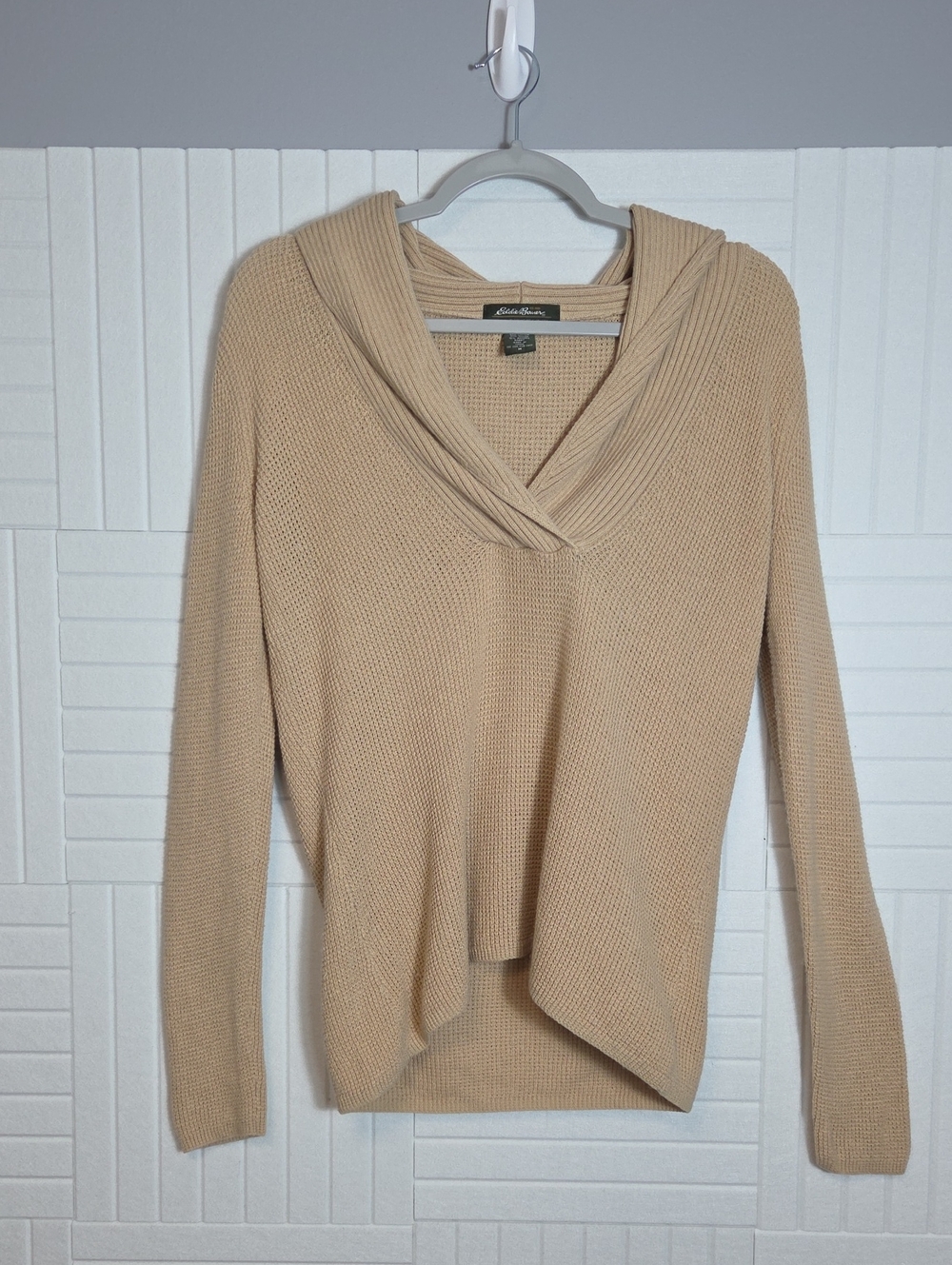 Eddie Bauer Vintage Y2K Camel Tan Angora Blend Shawl Collar Sweater Size M